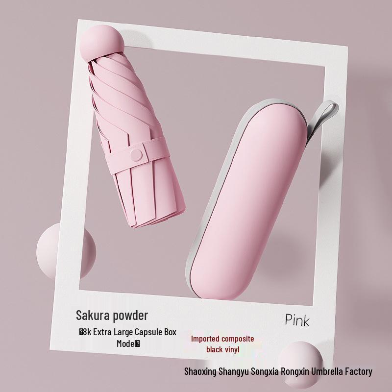 Compact Five-Fold Umbrella: Portable Pocket Sunshade & Rain Parasol for Women, Anti-UV Sunscreen Protection.