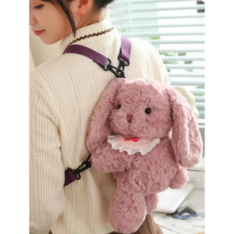 30cm Cute Rabbit Plush Backpack Fashion Plushie Doll Children's Bag Shoulder Bag Mini Knapsack Bags Gifts for Girlfriend