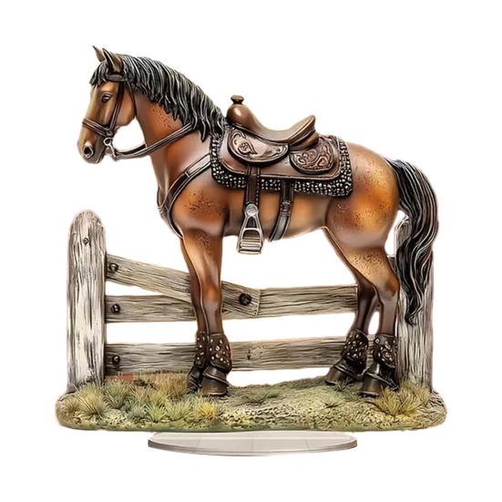 Acrylic Horse Sign Tabletop Decoration 2D Flat Desktop Ornament for Home Office Living Room Shelf Fireplace