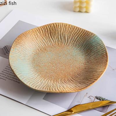 Kiln Changes Retro Keramik tiefer Teller unregelmäßiger Salatteller Pastateller Dessertteller Hotel Molekularküche Geschirr