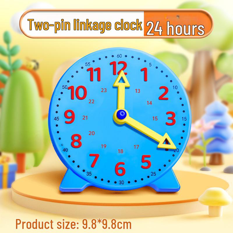 Second Grade Clock Model: Teaching Aids for Kids To Learn Time - 3-Pin Math Learning Toy