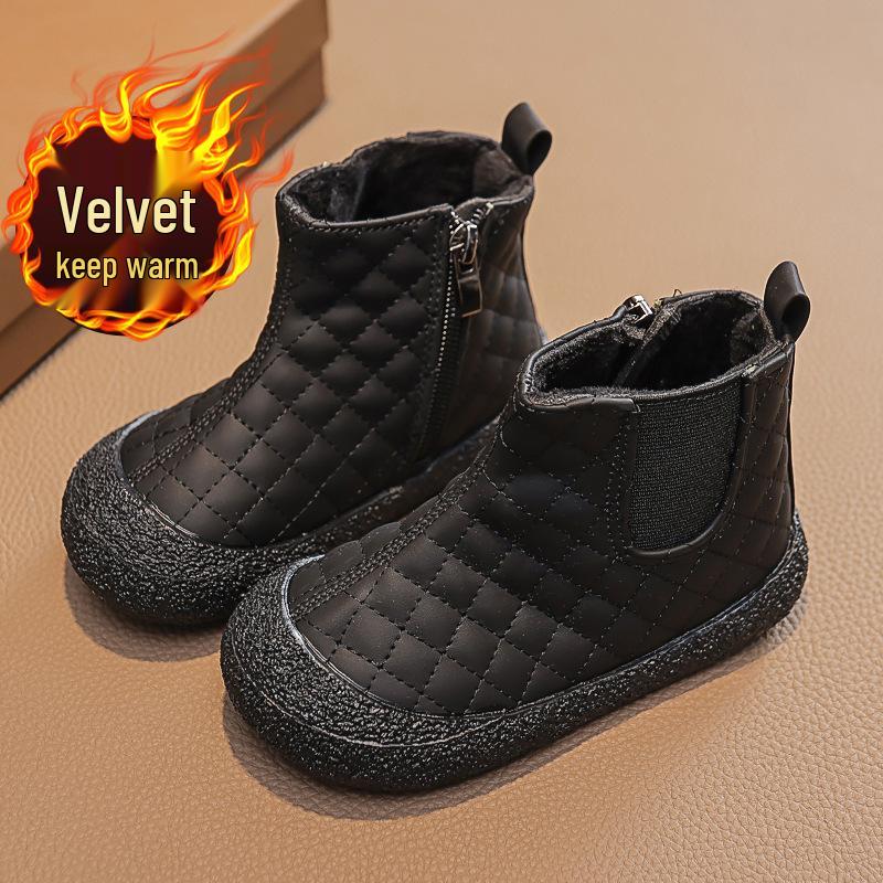 Kids' Winter Velvet Boots: Soft, Warm, Double Cotton Martin Boots with Comfortable Sole for Boys and Girls