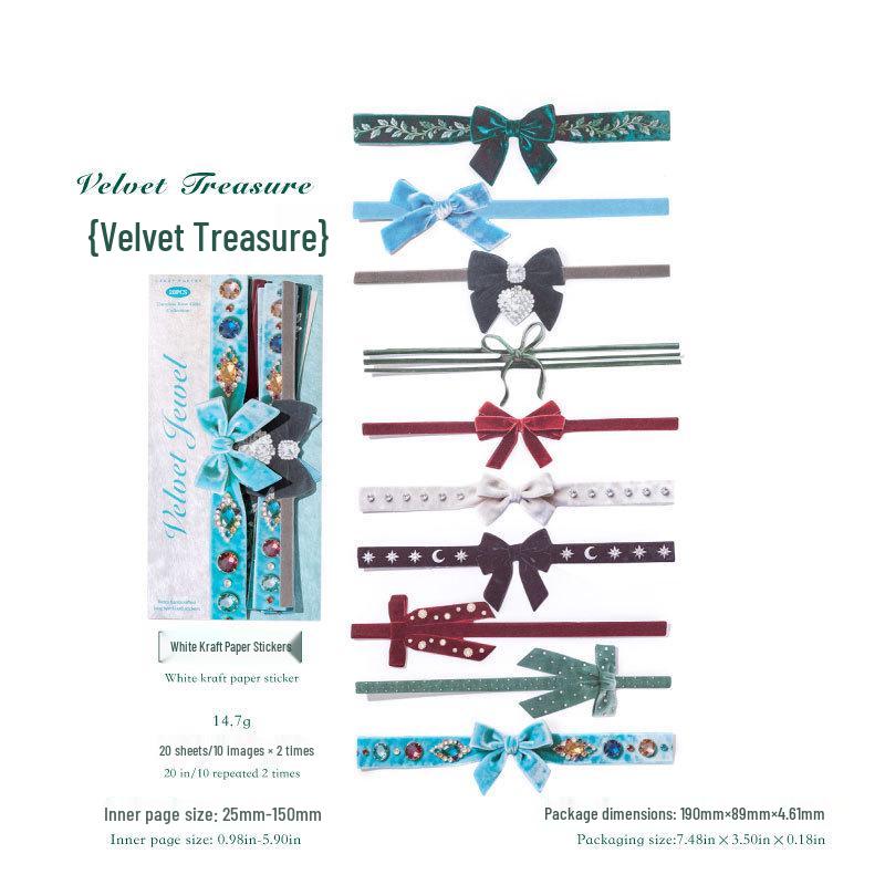 "Retro Sugar Poem DIY Sticker Set: Long Strip, Bow, Journal, Scene Decor 