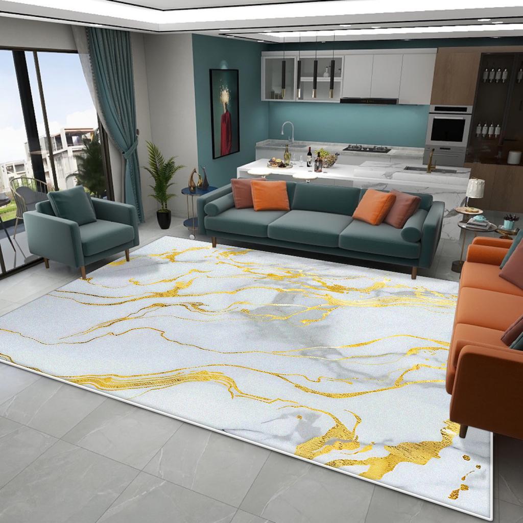 Modern Luxury Large Living Room Carpets Marble Decoration Home Washable Antiskid Rug Easy Clean Plush Bedroom Floor Mat Lounge
