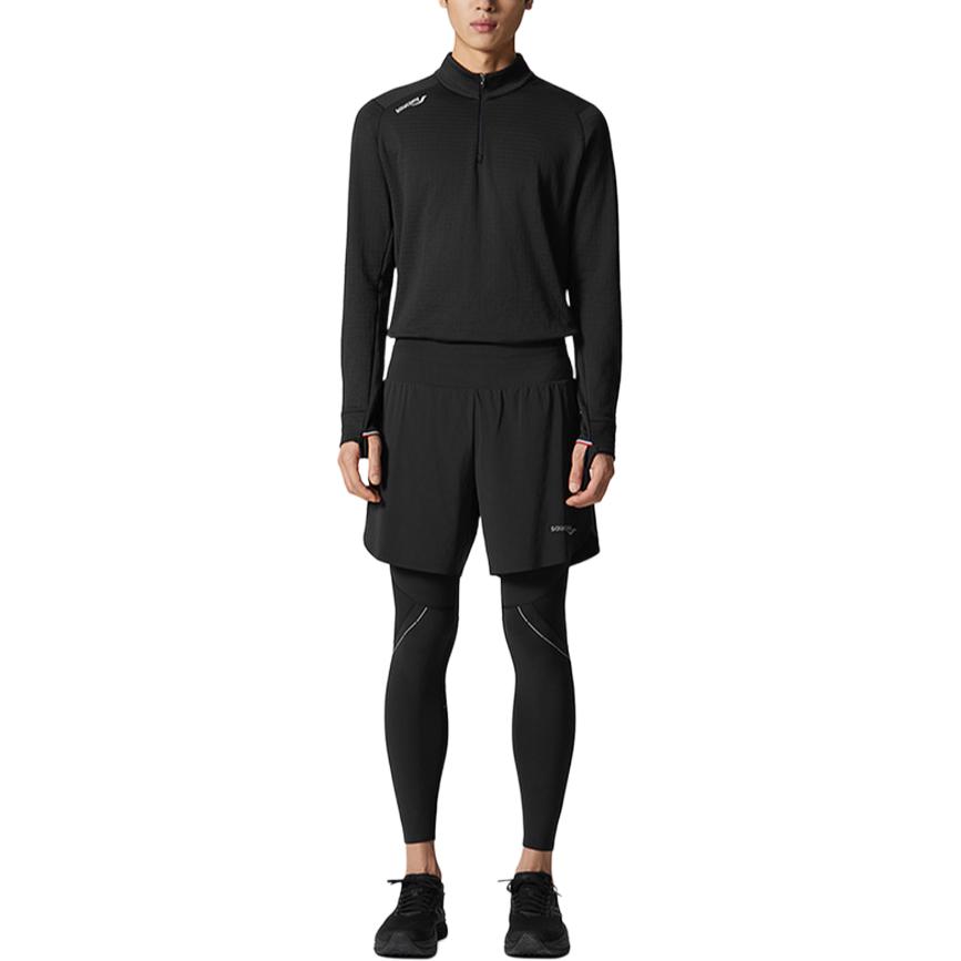 SAUCONY Soft And Comfortable Skin-Friendly Fake Two-Piece Sports Long Pants Unisex Bottoms Black SA2269LG21T-BK001