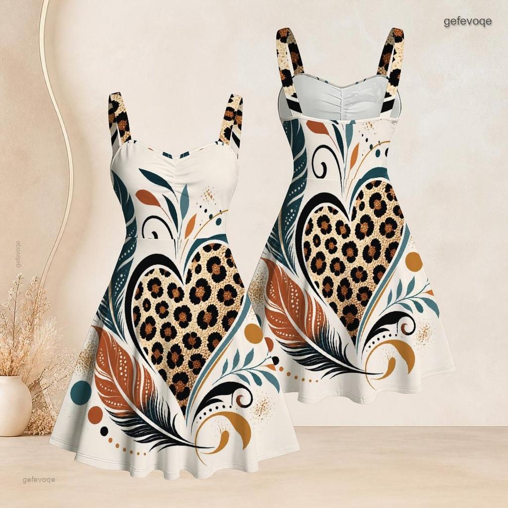 Women Plus Size Spaghetti Strap Off Shoulder Dress Elegant Wine Glass Golden Marble Leaf Art Print Swing Dress