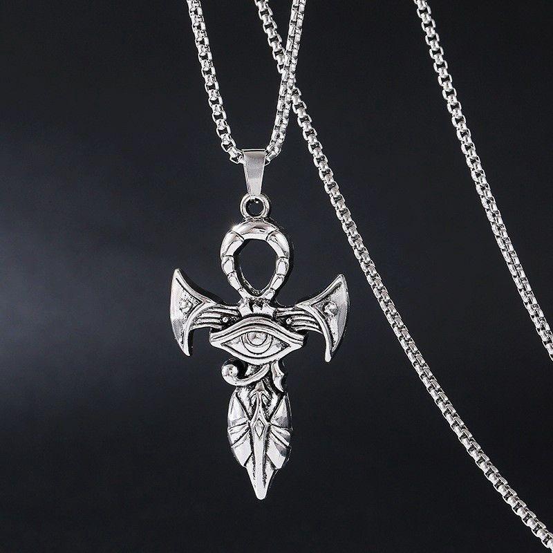 New European and American retro style Eye of Horus Anka cross creative ancient sword necklace niche design accessories