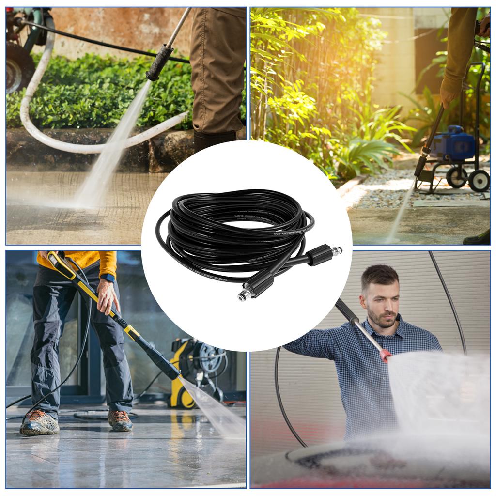 15m High Pressure Washer Hose Pipe Car Wash Hose Cleaning Extension Hose Cord Pipe Replacement 1200psi Bsp Thread M22 Anti-Kink