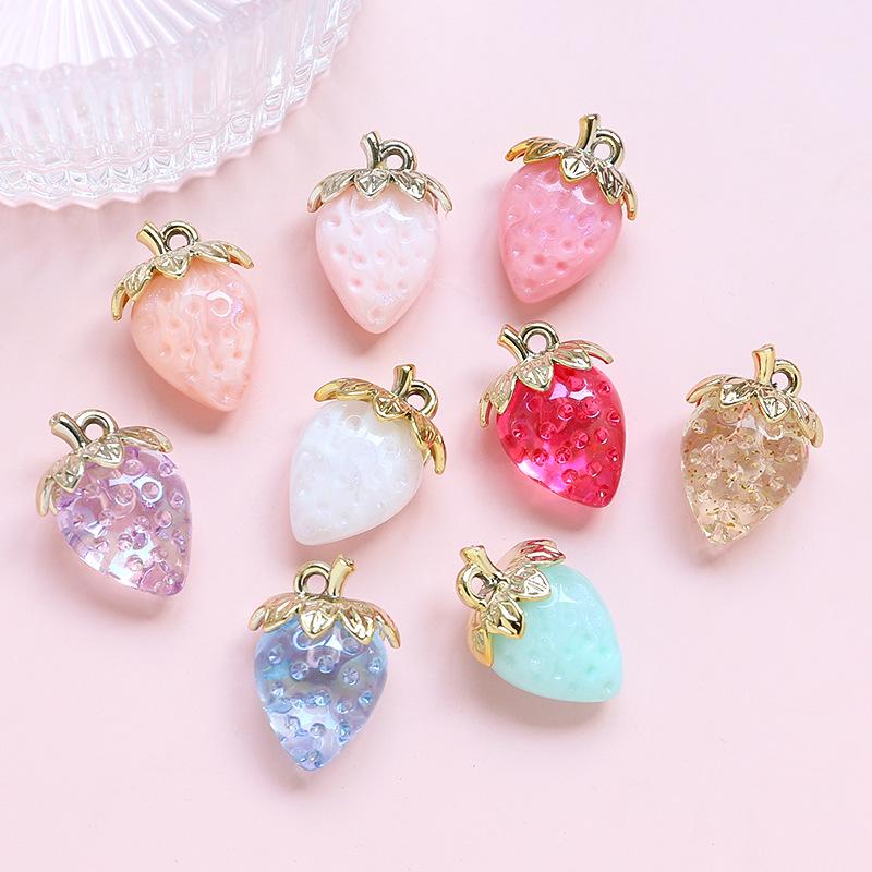 Large Transparent Acrylic Strawberry Pendant for DIY Jewelry Making