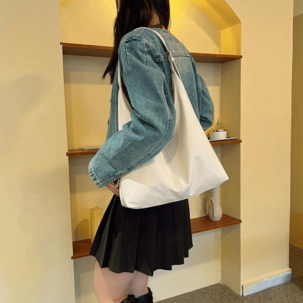 PU Vintage Tote Bag Large Capacity Commute Shopping Bag Elegant Women's Shoulder Bag  Streetwear