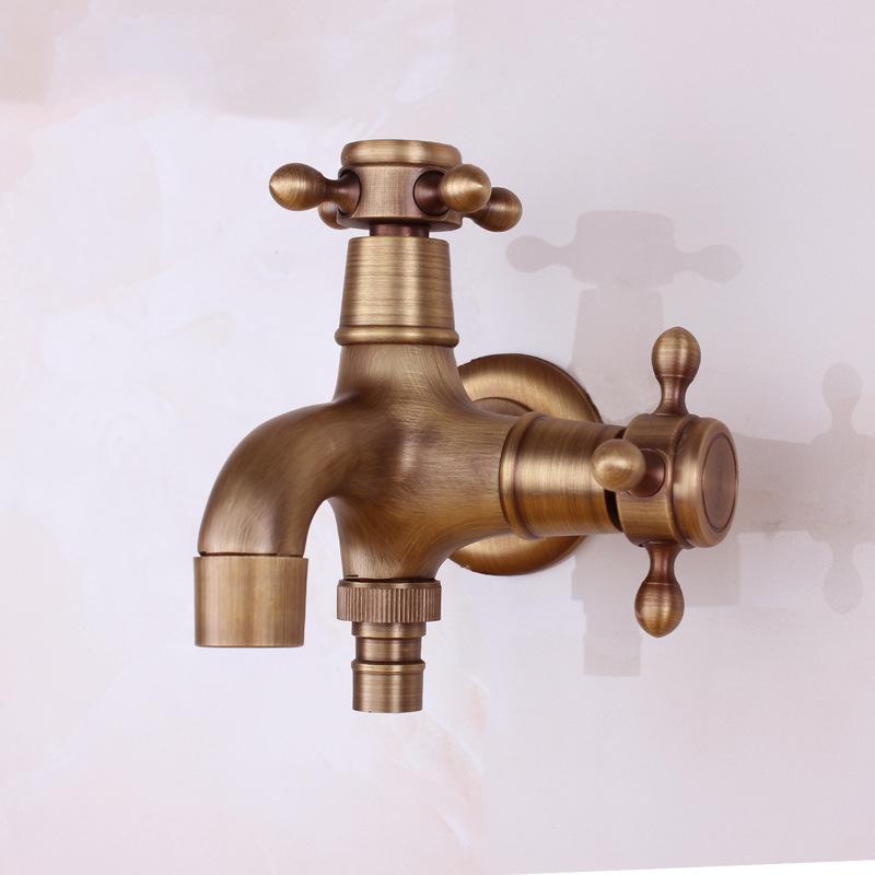 Vintage Solid Brass Jednouchwytowy kran do pralki ścienny kran wodny