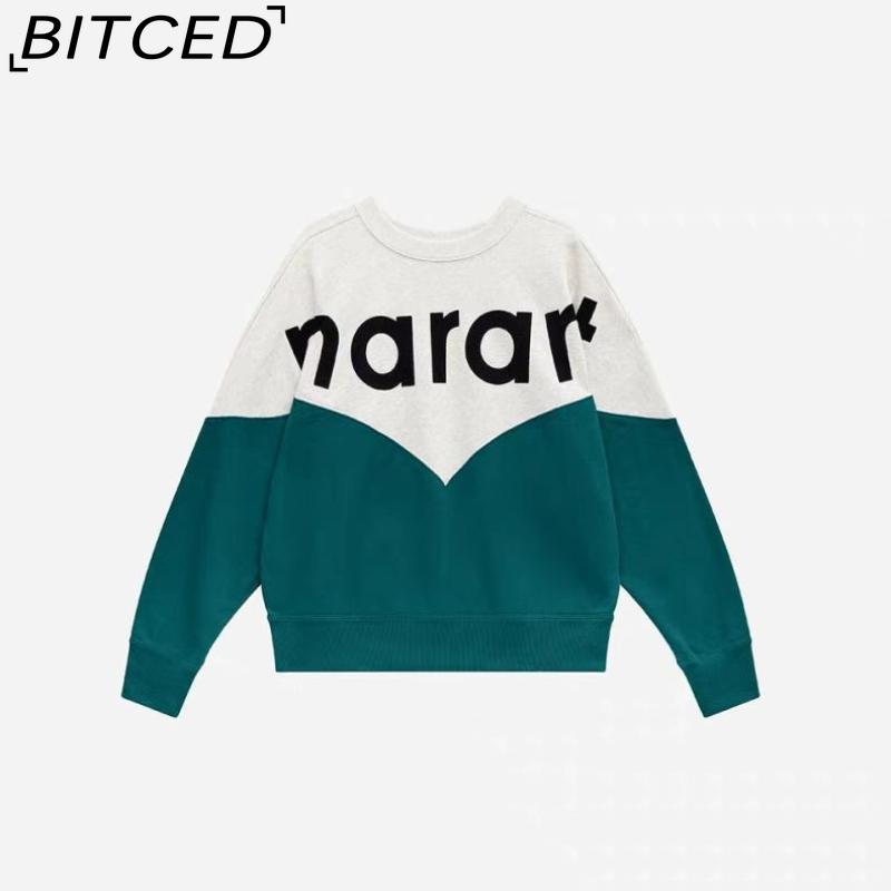 BITCED Women's Winter Colour-Blocked Fleece-Lined O-Neck Sweatshirt