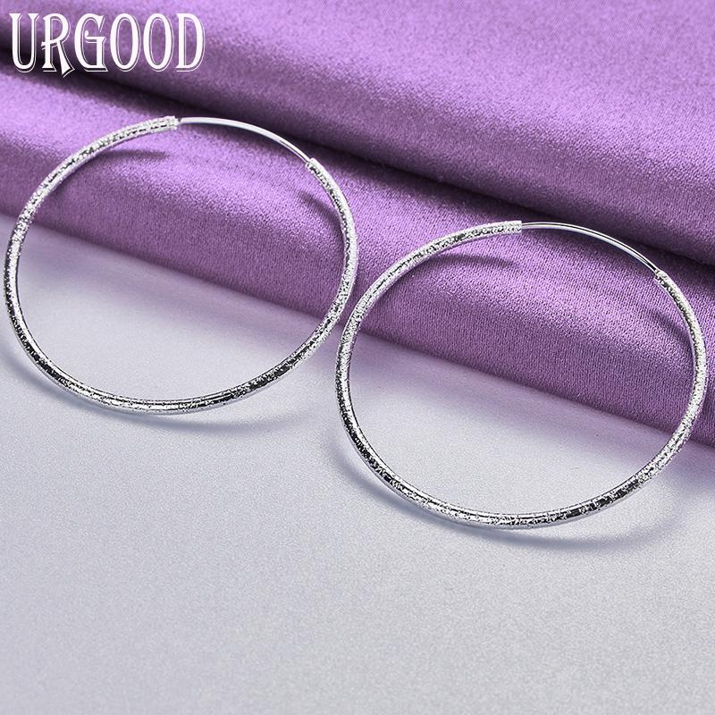 Stříbro 925 50/60 mm matné kruhové náušnice Módní šperky