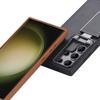 For Samsung Galaxy S25 Ultra S24 S23  Matte Plain Leather Flip Up Lens Bracket Case Protection Cover Accessory