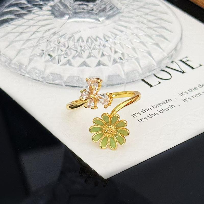 Mode Kreativ Licht Luxus Nische Hoher Sinn Offener Ring Schlicht Freundin Farbe Schatz Paarring Super Flash Ring Frauen