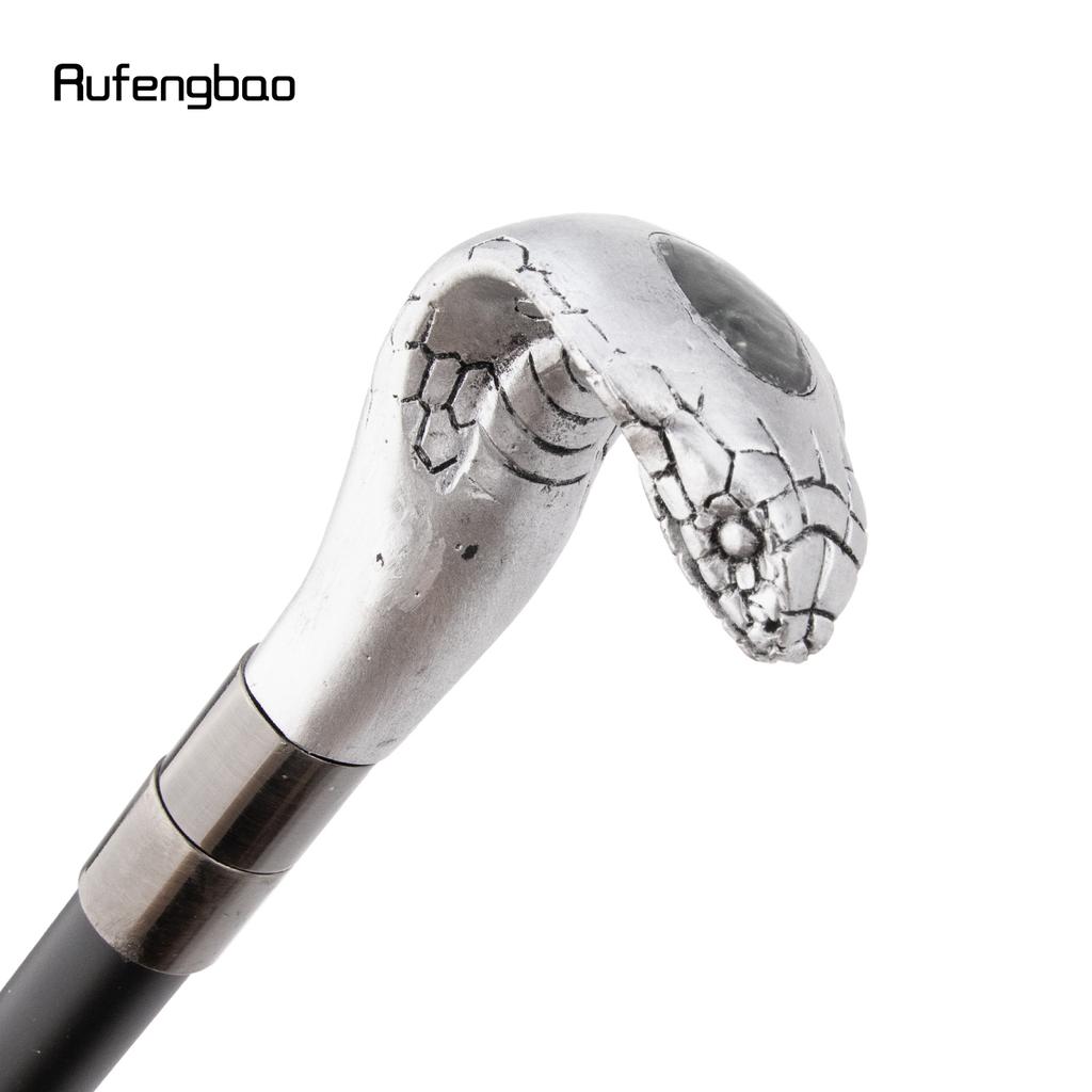 White Resin Snake Cobra Head Walking Cane Fashion Decorative Steel Stick Gentleman Elegant Cosplay Cane Knob Crosier 95cm