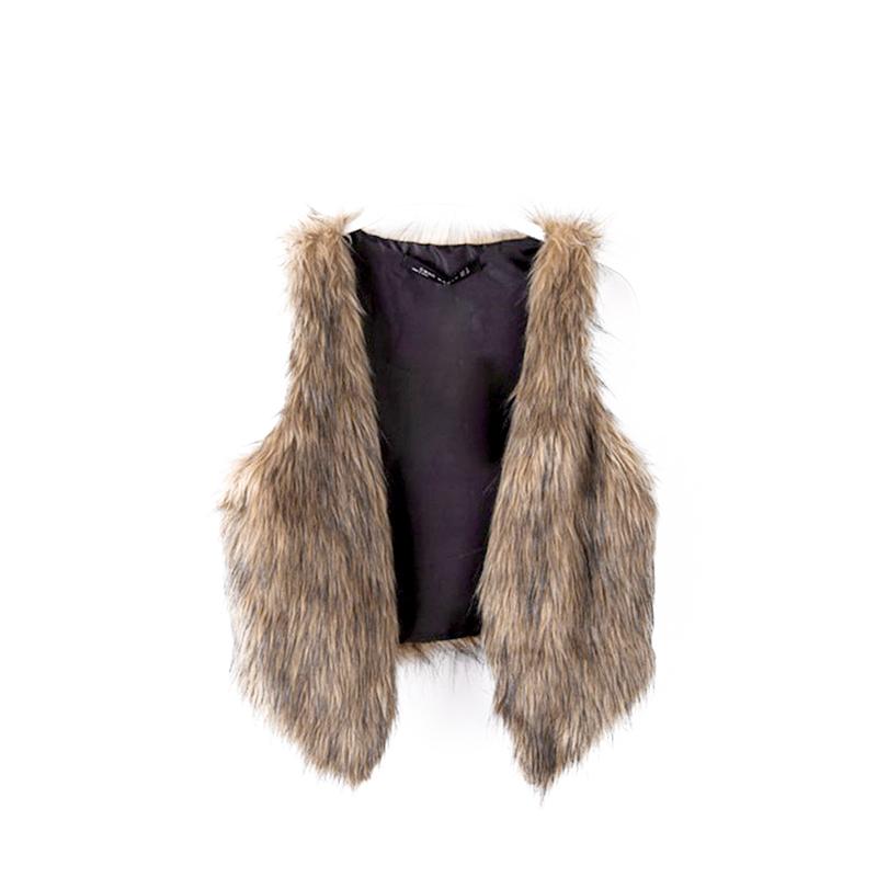 1PC Fashion Solid Colors European Style Ladies Vest Faux Leather Fur V Neck Open Waistcoat