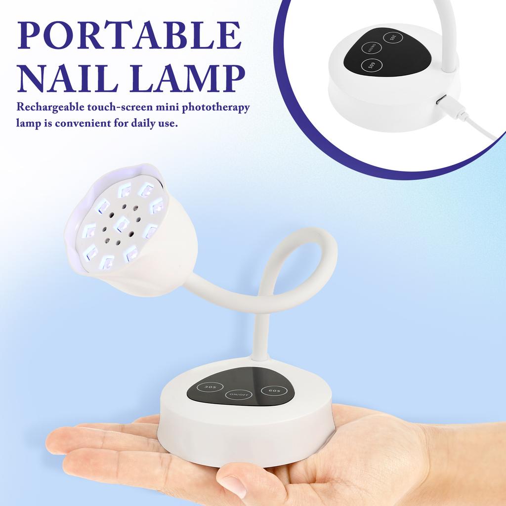 Nail LED UV Lamp for Drying Gel Nails Polish Fast Curing With 360° Adjustable Hose Arm Intelligent Sensor for Manicure Salon