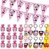 Minnie Birthday Party Decoration Banner Candy Boxes Keychain Minnie Donald Duck Triangle Pennant Flag Streamer Favor Bags Gifts