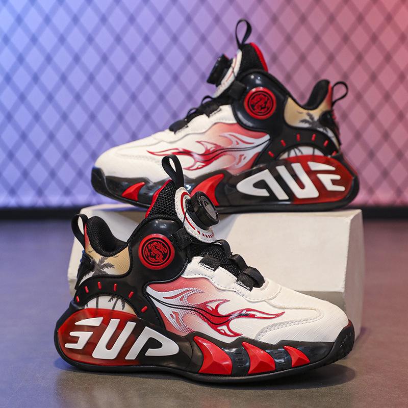 Kids & Adults Basketball Shoes with Rotary Buckle - Breathable, Lightweight, All-Season Training Shoes