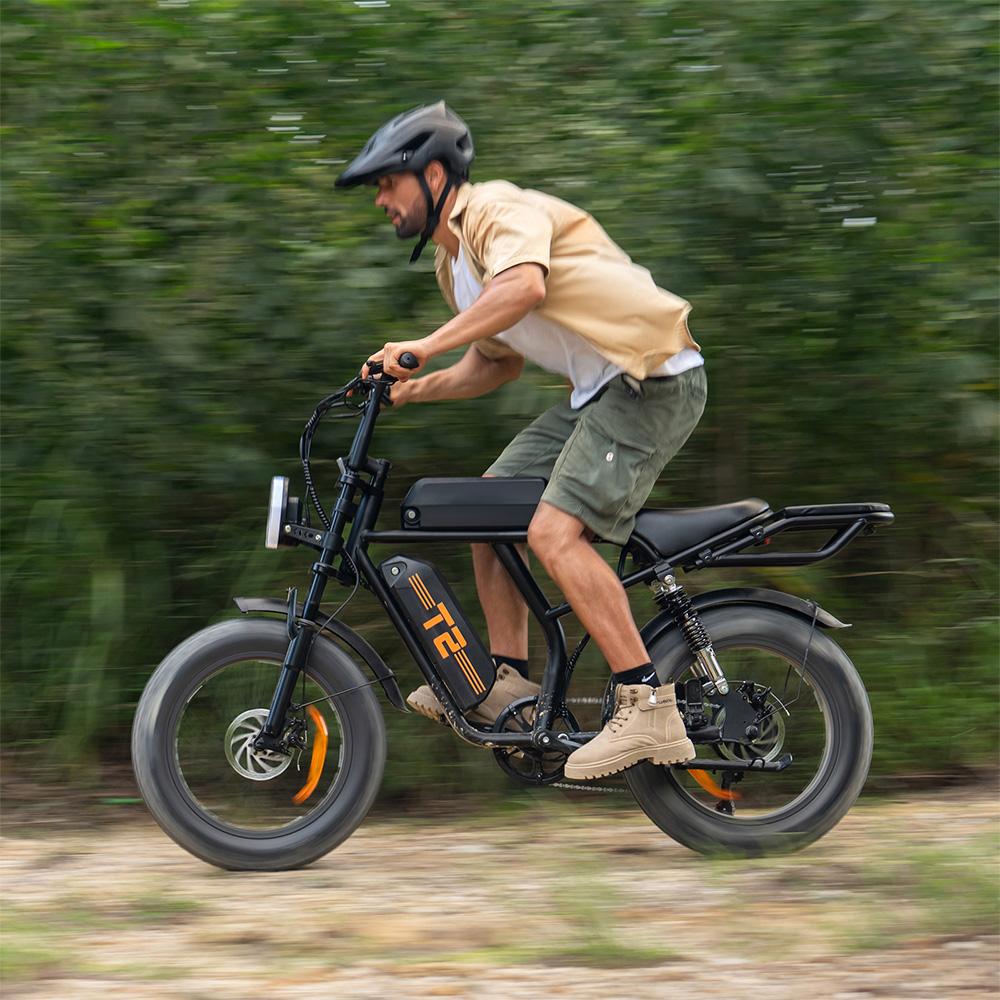 Urlife T2 Electric Bicycle 20" Fat Tire 500W Motor All Terrain Adult Electric Bike 7 Speed Dual Disc Brakes Max Load 120Kg