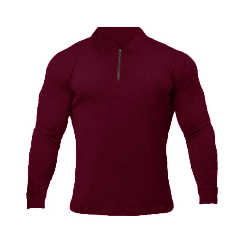 Men's European-American Muscle Polo: Long-Sleeve Fitness Shirt for Autumn/Winter