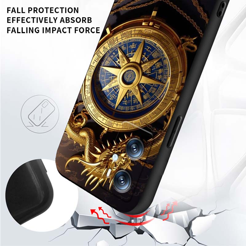 Vintage compass illustration For OPPO Reno 5 6 7 A96 A40 A58 Realme GT A74 A78 Neo2 A74 A78 Find X5 X3 X7 X8 Black Phone Case