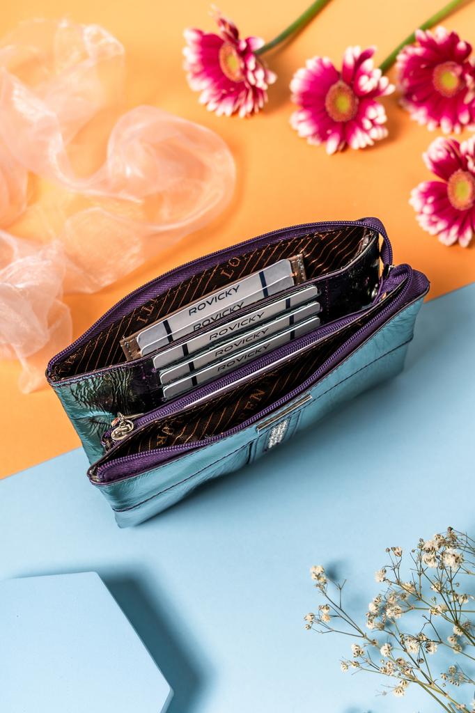 Women's Leather Wallet 76121-MFS-9290 Purple