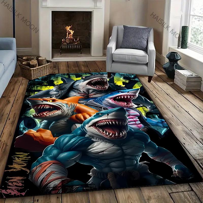 Haiangriff Teppiche! Rutschfest Schalldämmung, Wohnzimmer Schlafzimmer Eingangstür Sofa Büromatten Moderner Stil Dekorativer Teppich