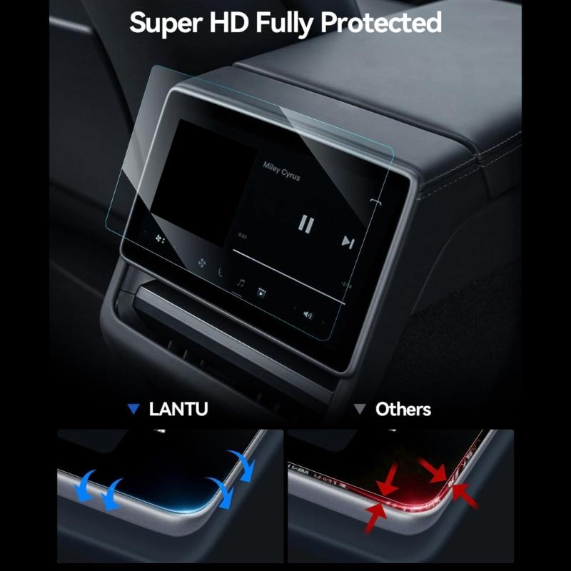 High Transparencys Tempereds Glass Guard for Model 3 2023-2025 Rear Seat Display 8inch Shatters Resistant Film