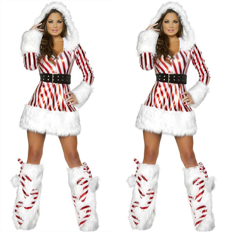 

Красно-белый полосатый рождественский костюм с бахилами - Идеально подходит для вечеринок и фото One Size как