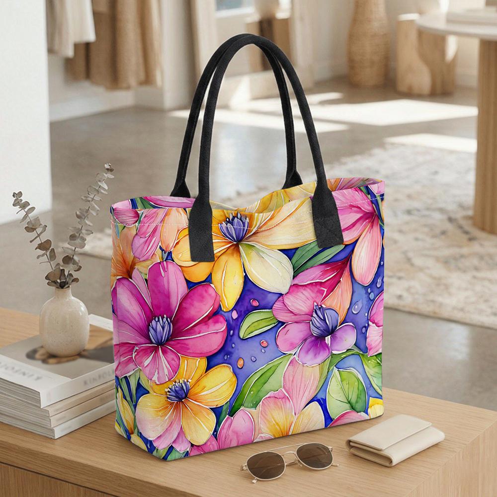 Floral Printed Large Capacity Tote Bag Casual Daily Shoulder Handbag