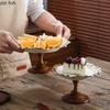 Wooden High Footed Ceramic Fruit Plate Bread Plate Dessert Plate Cake Stand Display Rack Snack Bowl Dim Sum Dish Sushi Plates