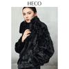 Heco Women's Oversized Faux Fur Coat with Metallic Buckle