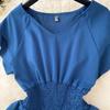 Women's Vintage Hepburn Style Dress Pleated Waist Light Luxury Temperament Swing Long Dress