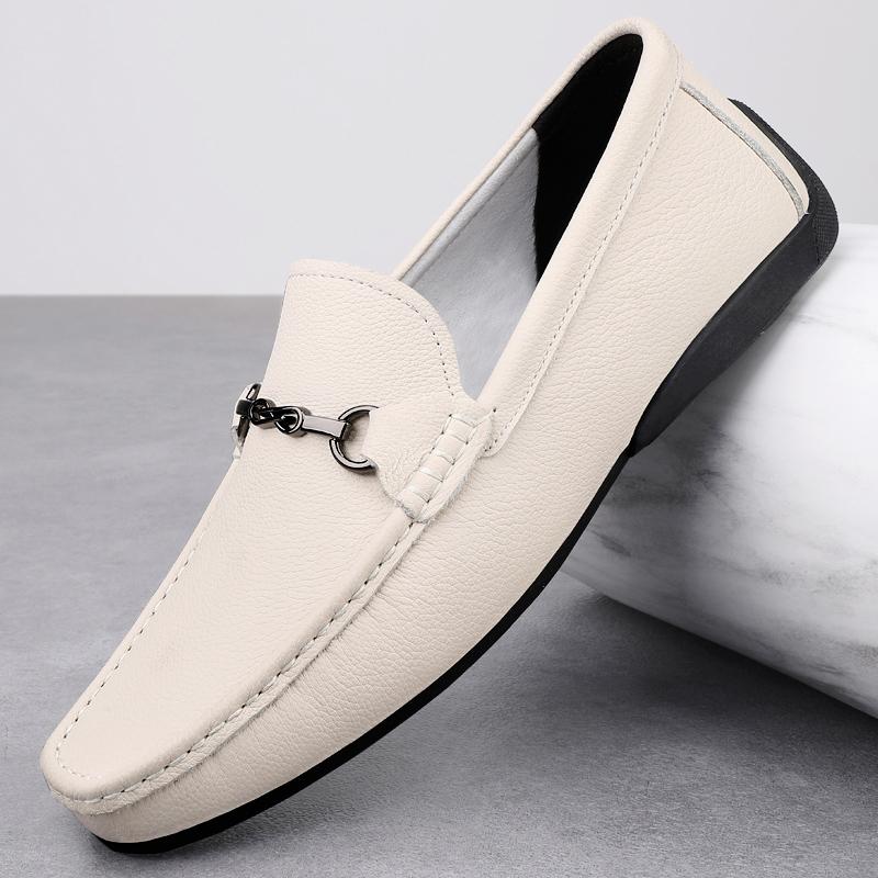 Fashion New Arrival Mens Leather Loafers Non Slip Walking Flats Breathable Outdoor Slip On Casual Shoes Male Work Office Driving Shoes