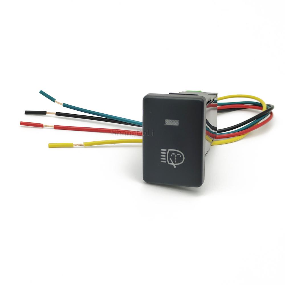 Blue Led Light Headlight Washer Push Switch 4 Wire Button For Toyota Camry Prius Corolla Headlamp Cleaning Switch DC12V