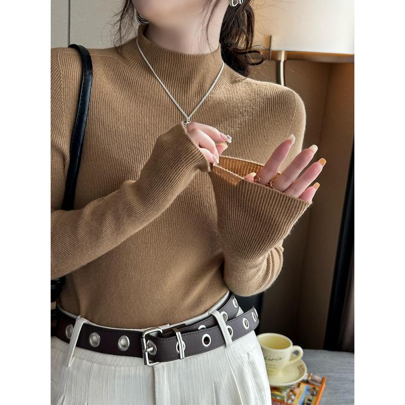 2026 Spring Women's Soft Wool Half-High Neck Slimming Knit Top