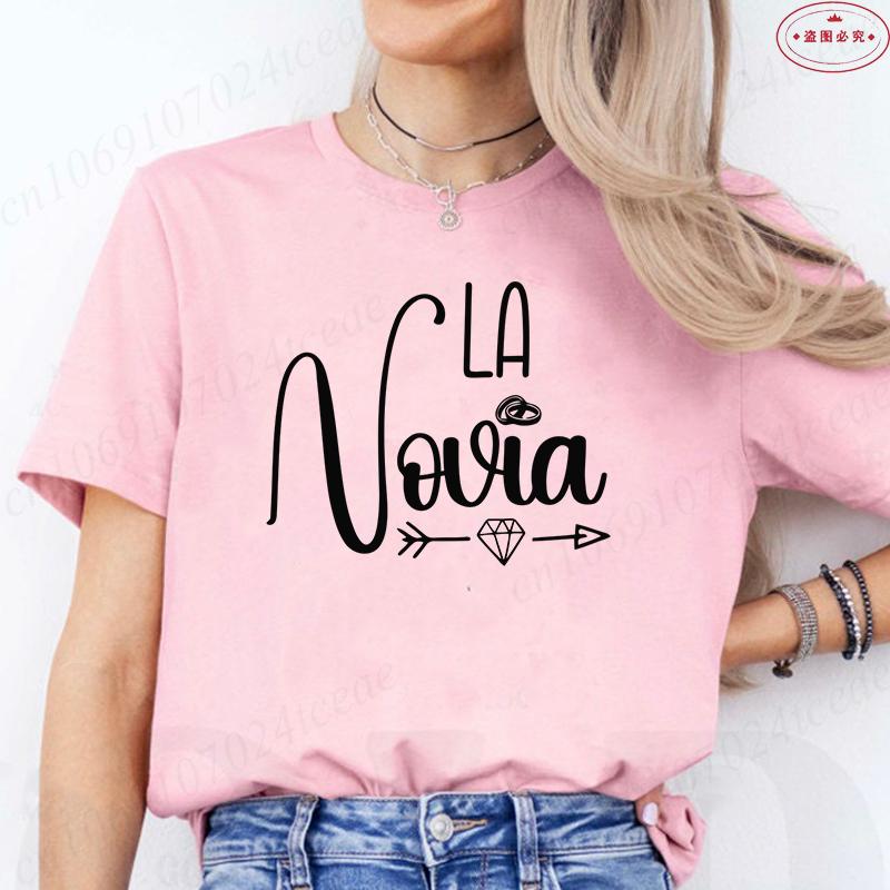 Mode Spansk Team Bride Squad T-shirt Möhippa Bröllop Y2k Toppar Kvinna Möhippa T-shirts Kortärmade Skjortor