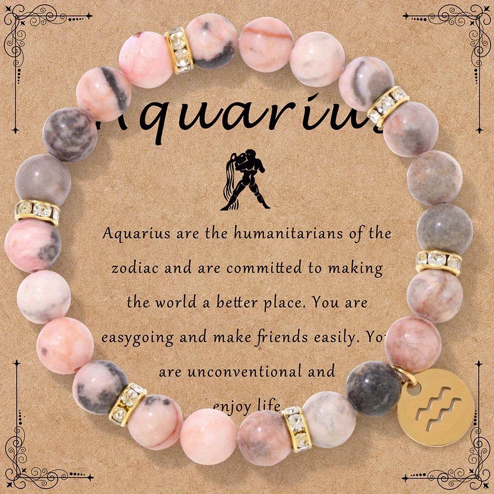 Festive Gifts Constellation Crystal Beaded Bracelet Set With Gold Zodiac Charms Minimalist Fashion Jewelry Suitable For Daily Wear And Gifting