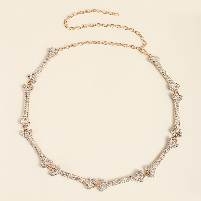 

Металлическая женская поясная цепочка с дизайном костей и украшением из стразов для повседневной носки