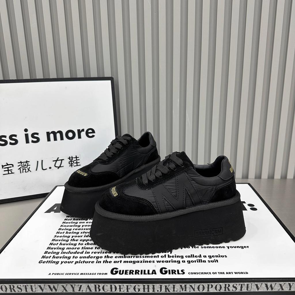 Thick-soled matte leather casual shoes women's 2025 new heightened sole leather patchwork single shoes versatile color matching muffin shoes