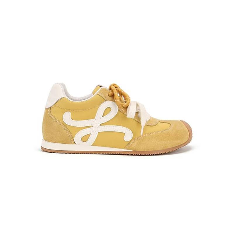 Grape mother increases the height within 7cm, Yang Mi, the same German training shoes, women's genuine leather thick-soled tilted head sports and lei