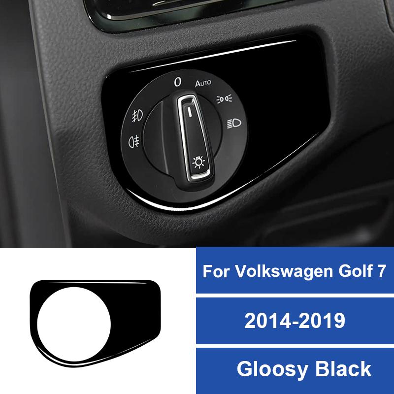 Real Carbon Fiber Car Headlight Switch Panel Decoration Frame Sticker For Volkswagen Golf 7 2014-2019 Car Interior Accessories