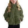 Children's Fashion Fleece-Lined Boys' & Girls' Autumn/Winter Lightweight Warm Solid-Color Coat