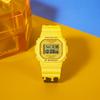 Casio Square Honey Jar Gift Box Special Back Engraved Watch Electronic Movement Resin Strap Unisex Watches Yellow SLV-22B-9PFH