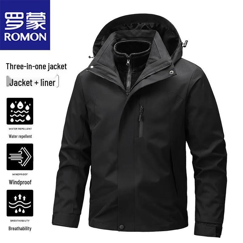 

ROMON Men s 3-in-1 Windproof Waterproof Jacket 4XL