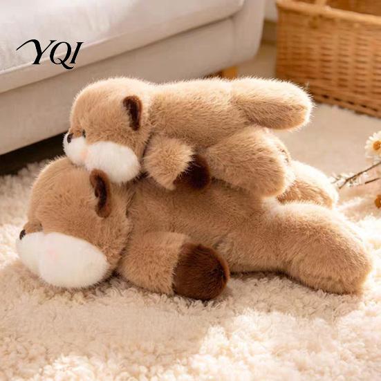 Stuffed Animal Pillows for Sleeping Soft Plush Doll with Weighted Base, Cute Fox/Cat/Dog/Otter Figurine, Gift Kids Cartoon Crawling Animals