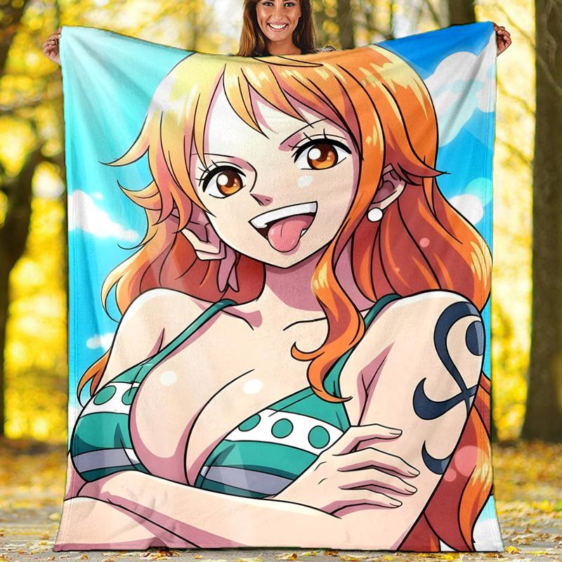 1pc N-Nami Theme Blanket - Digital Print, Polyester, Cozy for All Seasons, Perfect for Outdoor, and Travel