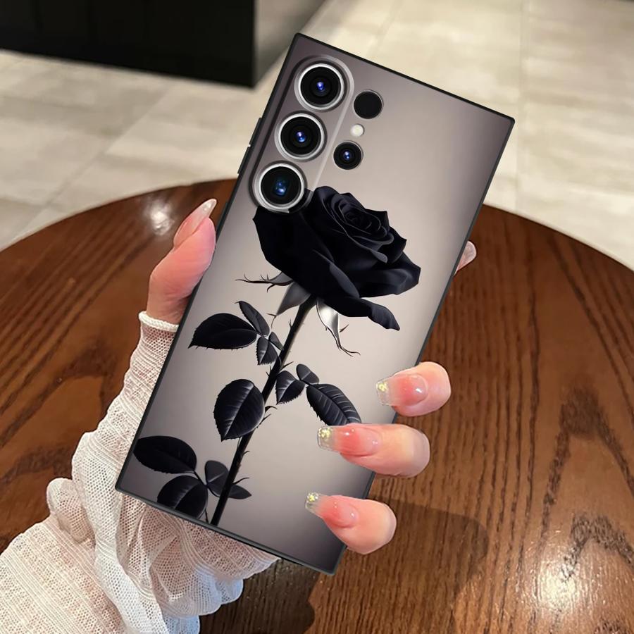 Чехол для телефона Funda для Samsung Galaxy S26 S25 S23 S10 S9 Note 20 8 9 10 S20 Ultra S24 Plus S26 S21 FE Takatsu Черная Роза Galaxy S9